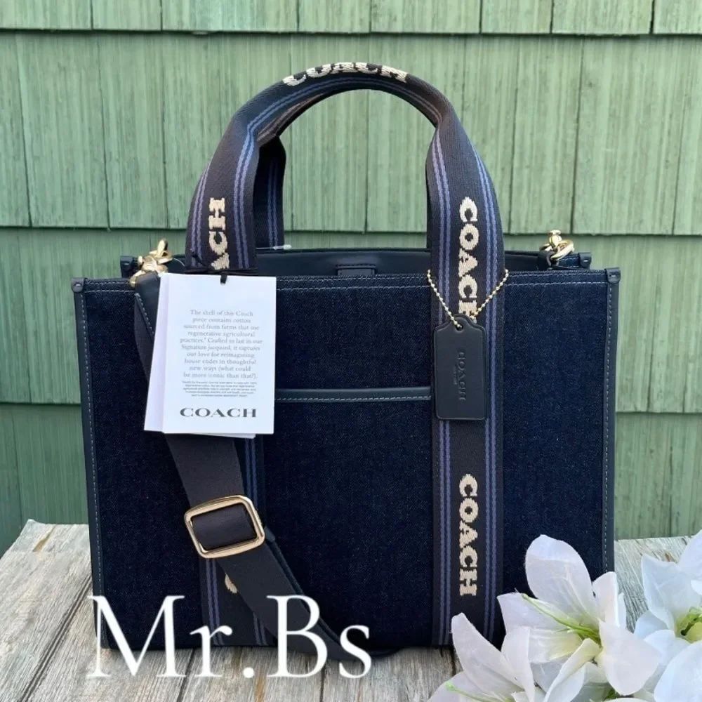 Coach Smith Tote Bag In Regenerative Denim Cotton Purse